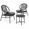 Ensemble de chaises et table en métal et résine tressée noire