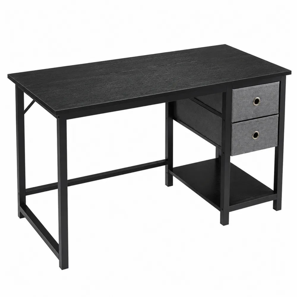 Bureau en acier et MDF Noir Gris 120x60x75 cm